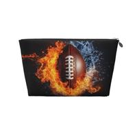 Mexpekil Borsa per il trucco impermeabile per cosmetici, piccola custodia per trucco, accessori da viaggio portatili, regali per donne, uomini e ragazze, Football americano Water Fire, One Size