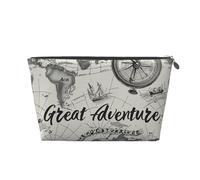 Mexpekil Borsa per il trucco impermeabile per cosmetici, piccola custodia per trucco, accessori da viaggio portatili, regali per donne, uomini e ragazze, Mappa Adventure Compass, One Size