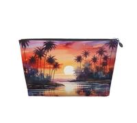 Mexpekil Borsa per il trucco impermeabile per cosmetici, piccola custodia per trucco, accessori da viaggio portatili, regali per donne, uomini e ragazze, Albero di cocco dell'isola, One Size