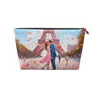 Mexpekil Borsa per il trucco impermeabile per cosmetici, piccola custodia per trucco, accessori da viaggio portatili, regali per donne, uomini e ragazze, Coppia Parigina Rosa, One Size