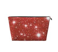Mexpekil Borsa per il trucco impermeabile per cosmetici, piccola custodia per trucco, accessori da viaggio portatili, regali per donne, uomini e ragazze, Stelle Glitter Rosse, One Size