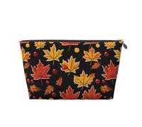 Mexpekil Borsa per il trucco impermeabile per cosmetici, piccola custodia per trucco, accessori da viaggio portatili, regali per donne, uomini e ragazze, Foglie d'acero autunnali del Ringraziamento