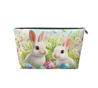 Mexpekil Borsa per il trucco impermeabile per cosmetici, piccola custodia per trucco, accessori da viaggio portatili, regali per donne, uomini e ragazze, Coniglio Bianco Floreale Egg Grass, One Size