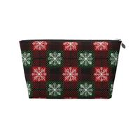 Mexpekil Borsa per il trucco impermeabile per cosmetici, piccola custodia per trucco, accessori da viaggio portatili, regali per donne, uomini e ragazze, Natale Rosso Verde Fiocco di neve, One Size