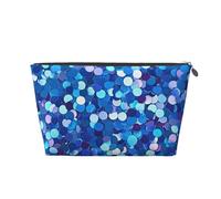 Mexpekil Borsa per il trucco impermeabile per cosmetici, piccola custodia per trucco, accessori da viaggio portatili, regali per donne, uomini e ragazze, Cerchio Glitter Blu, One Size