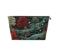 Mexpekil Borsa per il trucco impermeabile per cosmetici, piccola custodia per trucco, accessori da viaggio portatili, regali per donne, uomini e ragazze, Foresta Star Art, One Size