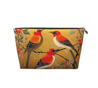 Mexpekil Borsa per il trucco impermeabile per cosmetici, piccola custodia per trucco, accessori da viaggio portatili, regali per donne, uomini e ragazze, Uccelli rossi sul ramo dei fiori, One Size