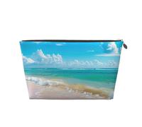 Mexpekil Borsa per il trucco impermeabile per cosmetici, piccola custodia per trucco, accessori da viaggio portatili, regali per donne, uomini e ragazze, Estate Ocean Beach, One Size