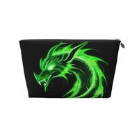 Mexpekil Borsa per il trucco impermeabile per cosmetici, piccola custodia per trucco, accessori da viaggio portatili, regali per donne, uomini e ragazze, Drago di fuoco verde, One Size