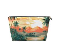 Mexpekil Borsa per il trucco impermeabile per cosmetici, piccola custodia per trucco, accessori da viaggio portatili, regali per donne, uomini e ragazze, Alberi di cocco dell'isola, One Size