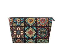 Mexpekil Borsa per il trucco impermeabile per cosmetici, piccola custodia per trucco, accessori da viaggio portatili, regali per donne, uomini e ragazze, Messicano etnico floreale, One Size