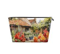 Mexpekil Borsa per il trucco impermeabile per cosmetici, piccola custodia per trucco, accessori da viaggio portatili, regali per donne, uomini e ragazze, Villaggio Giardino, One Size