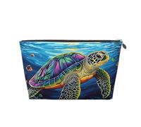Mexpekil Borsa per il trucco impermeabile per cosmetici, piccola custodia per trucco, accessori da viaggio portatili, regali per donne, uomini e ragazze, Tartaruga marina Ocean Art, One Size