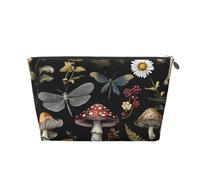 Mexpekil Borsa per il trucco impermeabile per cosmetici, piccola custodia per trucco, accessori da viaggio portatili, regali per donne, uomini e ragazze, Foglie di insetti funghi, One Size