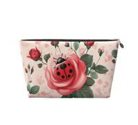 Mexpekil Borsa per il trucco impermeabile per cosmetici, piccola custodia per trucco, accessori da viaggio portatili, regali per donne, uomini e ragazze, Coccinella Rosa Rosa, One Size