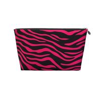 Mexpekil Borsa per il trucco impermeabile per cosmetici, piccola custodia per trucco, accessori da viaggio portatili, regali per donne, uomini e ragazze, Stampa zebra nera rosa acceso, One Size