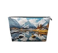 Mexpekil Borsa per il trucco impermeabile per cosmetici, piccola custodia per trucco, accessori da viaggio portatili, regali per donne, uomini e ragazze, Laghi Neve Montagne, One Size
