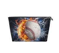 Mexpekil Borsa per il trucco impermeabile per cosmetici, piccola custodia per trucco, accessori da viaggio portatili, regali per donne, uomini e ragazze, Fuoco Acqua Baseball, One Size