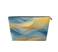 Mexpekil Borsa per il trucco impermeabile per cosmetici, piccola custodia per trucco, accessori da viaggio portatili, regali per donne, uomini e ragazze, Marmo Giallo Blu, One Size