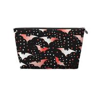 Mexpekil Borsa per il trucco impermeabile per cosmetici, piccola custodia per trucco, accessori da viaggio portatili, regali per donne, uomini e ragazze, Pipistrello a pois, One Size
