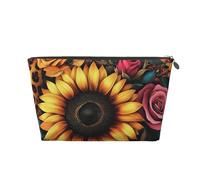 Mexpekil Borsa per il trucco impermeabile per cosmetici, piccola custodia per trucco, accessori da viaggio portatili, regali per donne, uomini e ragazze, Stampa Tigre Rosa Girasole, One Size