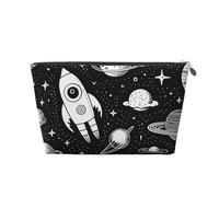 Mexpekil Borsa per il trucco impermeabile per cosmetici, piccola custodia per trucco, accessori da viaggio portatili, regali per donne, uomini e ragazze, Razzo Pianeta Cartone anim, One Size