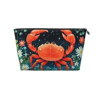 Mexpekil Borsa per il trucco impermeabile per cosmetici, piccola custodia per trucco, accessori da viaggio portatili, regali per donne, uomini e ragazze, Piante di granchio rosso, One Size