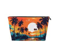 Mexpekil Borsa per il trucco impermeabile per cosmetici, piccola custodia per trucco, accessori da viaggio portatili, regali per donne, uomini e ragazze, Tramonto sul mare degli alberi, One Size