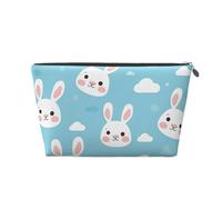 Mexpekil Borsa per il trucco impermeabile per cosmetici, piccola custodia per trucco, accessori da viaggio portatili, regali per donne, uomini e ragazze, Faccia di coniglio bianco, One Size