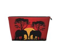 Mexpekil Borsa per il trucco impermeabile per cosmetici, piccola custodia per trucco, accessori da viaggio portatili, regali per donne, uomini e ragazze, Tramonto degli elefanti, One Size