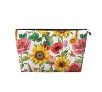Mexpekil Borsa per il trucco impermeabile per cosmetici, piccola custodia per trucco, accessori da viaggio portatili, regali per donne, uomini e ragazze, Papavero Estate Girasole, One Size