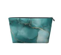 Mexpekil Borsa per il trucco impermeabile per cosmetici, piccola custodia per trucco, accessori da viaggio portatili, regali per donne, uomini e ragazze, Marmo verde acqua, One Size