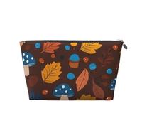 Mexpekil Borsa per il trucco impermeabile per cosmetici, piccola custodia per trucco, accessori da viaggio portatili, regali per donne, uomini e ragazze, Foglie d'autunno Fungo, One Size