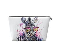 Mexpekil Borsa per il trucco impermeabile per cosmetici, piccola custodia per trucco, accessori da viaggio portatili, regali per donne, uomini e ragazze, Splash Zebra, One Size