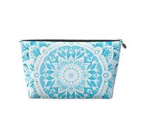 Mexpekil Borsa per il trucco impermeabile per cosmetici, piccola custodia per trucco, accessori da viaggio portatili, regali per donne, uomini e ragazze, Mandala floreale verde acqua, One Size