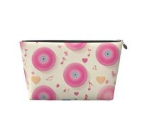 Mexpekil Borsa per il trucco impermeabile per cosmetici, piccola custodia per trucco, accessori da viaggio portatili, regali per donne, uomini e ragazze, Pink Vinyl Records Musical Notes, One Size