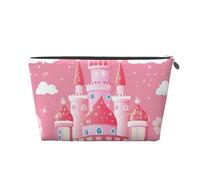 Mexpekil Borsa per il trucco impermeabile per cosmetici, piccola custodia per trucco, accessori da viaggio portatili, regali per donne, uomini e ragazze, Castello dei cartoni animati Rosa, One Size