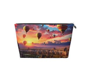 Mexpekil Borsa per il trucco impermeabile per cosmetici, piccola custodia per trucco, accessori da viaggio portatili, regali per donne, uomini e ragazze, Paesaggio di Balloon City, One Size