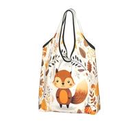 Mexpekil Borsa per la spesa pieghevole autunnale scoiattolo riutilizzabile impermeabile Tote Bag per lo shopping quotidiano
