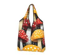 Mexpekil Borsa per la spesa pieghevole con funghi rossi e gialli borsa di totalizzatore impermeabile riutilizzabile per lo shopping quotidiano