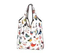 Mexpekil Borsa per la spesa pieghevole con guida per uccelli Borsa impermeabile riutilizzabile per lo shopping quotidiano