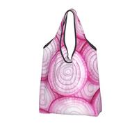 Mexpekil Borsa per la spesa pieghevole con stampa di cipolle a fette riutilizzabile impermeabile Tote Bag per lo shopping quotidiano
