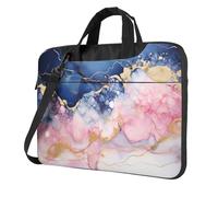 Mexpekil Borsa per laptop per donne e uomini, custodia portatile per laptop con tracolla per computer portatile borsa messenger, Marmo Blu Rosa, 15.6 Inch