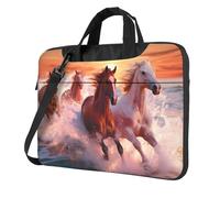 Mexpekil Borsa per laptop per donne e uomini, custodia portatile per laptop con tracolla per computer portatile borsa messenger, Tramonto sul mare del cavallo in esec, 13 Inch