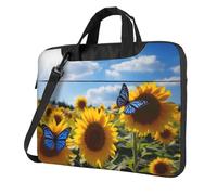 Mexpekil Borsa per laptop per donne e uomini, custodia portatile per laptop con tracolla per computer portatile borsa messenger, Girasoli Farfalla Ci, 13 Inch