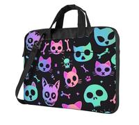 Mexpekil Borsa per laptop per donne e uomini, custodia portatile per laptop con tracolla per computer portatile borsa messenger, Teschi Neon Goth Ossa, 15.6 Inch