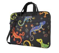 Mexpekil Borsa per laptop per donne e uomini, custodia portatile per laptop con tracolla per computer portatile borsa messenger, Modelli colorati di geco, 15.6 Inch