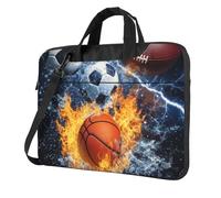 Mexpekil Borsa per laptop per donne e uomini, custodia portatile per laptop con tracolla per computer portatile borsa messenger, Palla di sport del fuoco di illuminazione, 15.6 Inch