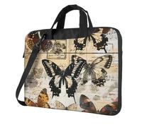 Mexpekil Borsa per laptop per donne e uomini, custodia portatile per laptop con tracolla per computer portatile borsa messenger, Parola Farfalle Vintage, 14 Inch