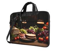 Mexpekil Borsa per laptop per donne e uomini, custodia portatile per laptop con tracolla per computer portatile borsa messenger, Cibo Vino Rosso Frutta, 15.6 Inch